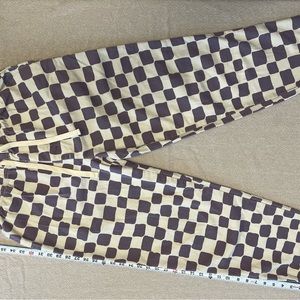 Urban Outfitters Women’s Sz M Purple Checkered Pants Drawstring Wide Leg Cotton